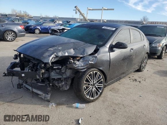 2023 Kia Forte GT with VIN 3KPF44AC6PE681586, listed as a Copart auction lot 42091855 with 26,573 mi miles and Salvage Title. Bid and sale history available at carsss.com. Image 1.