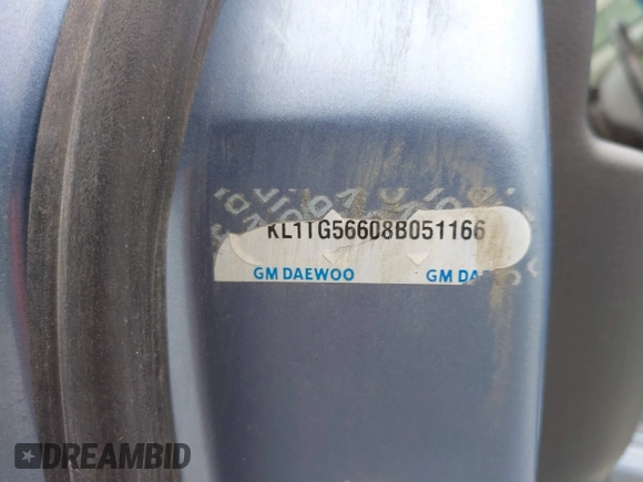 2008 Chevrolet Aveo LT with VIN KL1TG56608B051166, listed as a IAAI auction lot 42404470 with 162,198 mi miles and . Bid and sale history available at DreamBid. Image 9.