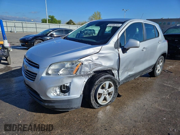 2015 Chevrolet Trax LS with VIN 3GNCJPSB7FL212690, listed as a Copart auction lot 54598765 with 103,676 mi miles and Salvage Title. Bid and sale history available at DreamBid. Image 1.