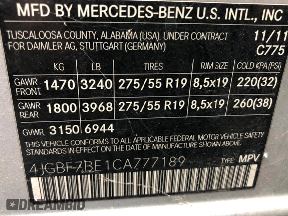 2012 Mercedes-Benz GL 450 with VIN 4JGBF7BE1CA777189, listed as a Copart auction lot 80117154 with 213,114 mi miles and Clean Title. Bid and sale history available at DreamBid. Image 10.