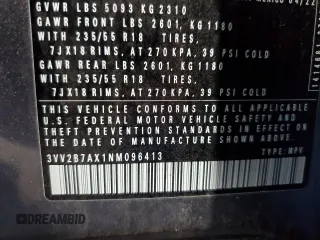 2022 Volkswagen Tiguan SE с VIN 3VV2B7AX1NM096413, выставлен на аукционе Copart как лот 52324315 с пробегом 28 937 миль миль и Списание • Salvage title. История ставок и продаж доступна на DreamBid. Изображение 13.