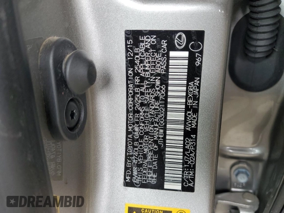 2016 Lexus ES 300h with VIN JTHBW1GG3G2117066, listed as a Copart auction lot 51141685 with 88,926 mi miles and Salvage title. Bid and sale history available at DreamBid. Image 12.