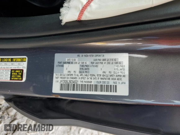 2009 Mazda 5 Touring with VIN JM1CR29L290348021, listed as a Copart auction lot 49879525 with 84,285 mi miles and Salvage title. Bid and sale history available at DreamBid. Image 12.