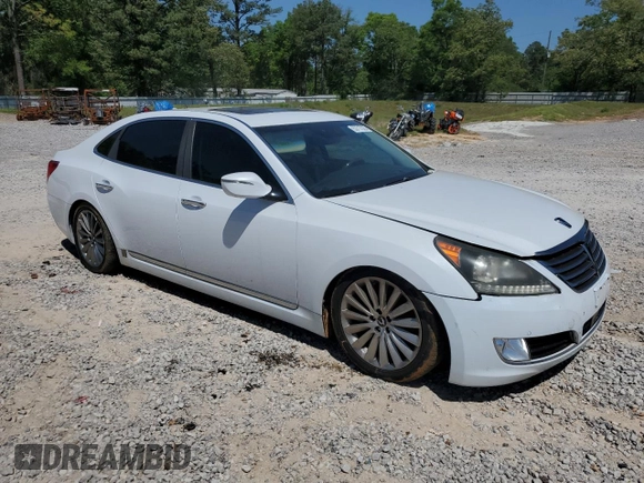 2015 Hyundai Equus Signature with VIN KMHGH4JH3FU099414, listed as a Copart auction lot 53717325 with 133,561 mi miles and Salvage Title. Bid and sale history available at DreamBid. Image 4.