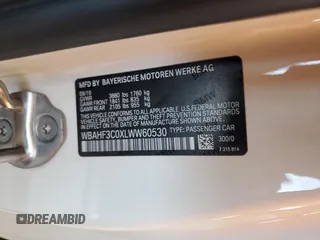 2020 BMW Z4 sDrive30i with VIN WBAHF3C0XLWW60530, listed as a Copart auction lot 57099555 with 20,464 mi miles and Salvage title. Bid and sale history available at DreamBid. Image 12.