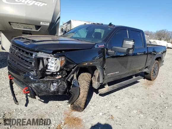 2021 GMC Sierra 2500HD AT4 z VIN 1GT49PEY6MF250229, wystawiony jako Copart lot #89206225 z przebiegiem 77 462 mil mil oraz Szkoda całkowita • Salvage title. Historia ofert i sprzedaży dostępna na DreamBid. Obrazek 1.