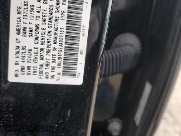 2018 Acura TLX w/Technology Pkg with VIN 19UUB1F59JA005151, listed as a Copart auction lot 44673215 with 67,041 mi miles and Salvage Title. Bid and sale history available at carsss.com. Image 12.