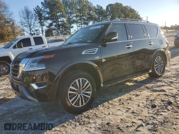 2021 Nissan Armada SV with VIN JN8AY2AC7M9147231, listed as a Copart auction lot 84339974 with 62,110 mi miles and Salvage Title. Bid and sale history available at carsss.com. Image 1.