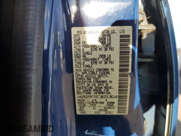 2002 Nissan Frontier SC с VIN 1N6MD29Y72C365364, выставлен на аукционе Copart как лот 75209094 с пробегом 196 411 миль миль и Чистый • Clean title. История ставок и продаж доступна на DreamBid. Изображение 12.