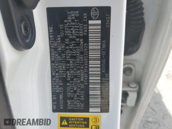 2016 Toyota Camry XLE with VIN 4T4BF1FK8GR532929, listed as a Copart auction lot 55422005 with 275,653 mi miles and Clean Title. Bid and sale history available at carsss.com. Image 12.