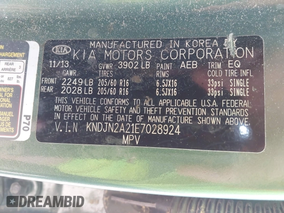 2014 Kia Soul with VIN KNDJN2A21E7028924, listed as a IAAI auction lot 41668371 with 170,173 mi miles. Bid and sale history available at carsss.com. Image 9.