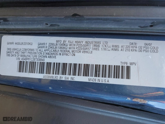 2008 Subaru Outback (Natl) i with VIN 4S4BP61C287308849, listed as a Copart auction lot 81322194 with 121,803 mi miles and Salvage Title. Bid and sale history available at carsss.com. Image 14.