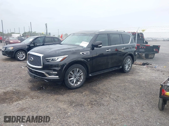 2019 Infiniti QX80 Luxe z VIN JN8AZ2NE9K9232450, wystawiony jako IAAI lot #42171227 z przebiegiem 98 279 mil mil oraz . Historia ofert i sprzedaży dostępna na DreamBid. Obrazek 2.
