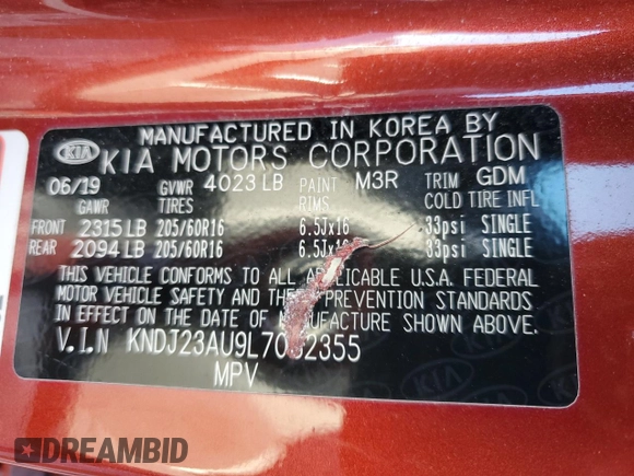 2020 Kia Soul S with VIN KNDJ23AU9L7082355, listed as a Copart auction lot 45051825 with 25,107 mi miles and Salvage Title. Bid and sale history available at carsss.com. Image 12.