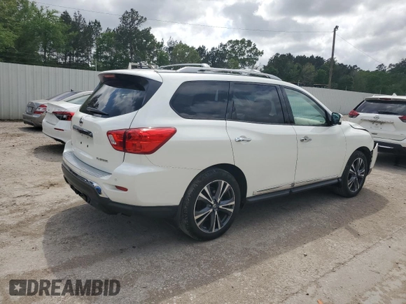2018 Nissan Pathfinder Platinum z VIN 5N1DR2MN0JC670913, wystawiony jako Copart lot #51624585 z przebiegiem Nie podano mil oraz Szkoda całkowita • Salvage title. Historia ofert i sprzedaży dostępna na DreamBid. Obrazek 3.