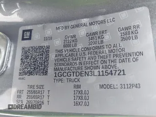 2020 Chevrolet Colorado 4WD Z71 with VIN 1GCGTDEN3L1154721, listed as a IAAI auction lot 41622361 with 64,628 mi miles and . Bid and sale history available at DreamBid. Image 9.