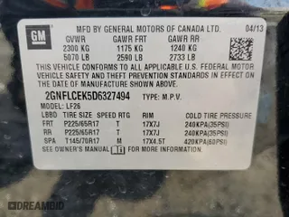 2013 Chevrolet Equinox LS with VIN 2GNFLCEK5D6327494, listed as a Copart auction lot 52021555 with 127,239 mi miles and Clean Title. Bid and sale history available at carsss.com. Image 13.
