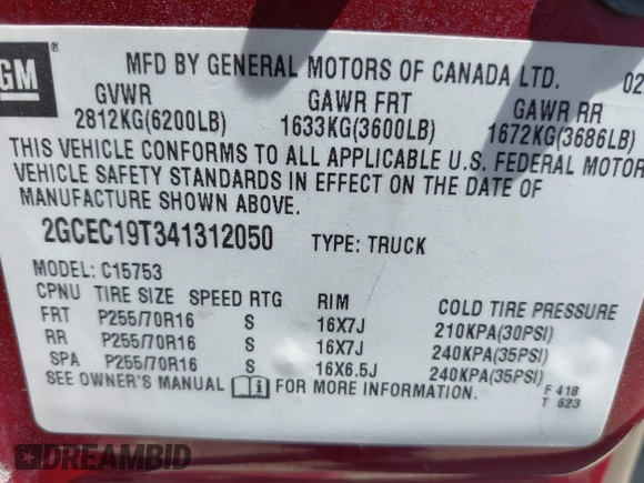 2004 Chevrolet Silverado 1500 LS with VIN 2GCEC19T341312050, listed as a IAAI auction lot 42206942 with 192,788 mi miles and . Bid and sale history available at DreamBid. Image 9.