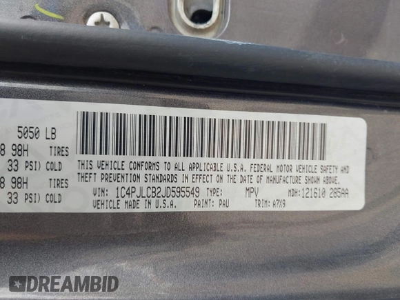 2018 Jeep Cherokee Latitude with VIN 1C4PJLCB2JD595549, listed as a IAAI auction lot 42132845 with 139,819 mi miles and . Bid and sale history available at DreamBid. Image 9.