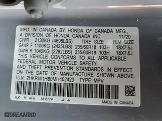 2021 Honda CR-V EX-L with VIN 2HKRW1H80MH402423, listed as a Copart auction lot 48068055 with 38,928 mi miles and Salvage Title. Bid and sale history available at carsss.com. Image 13.