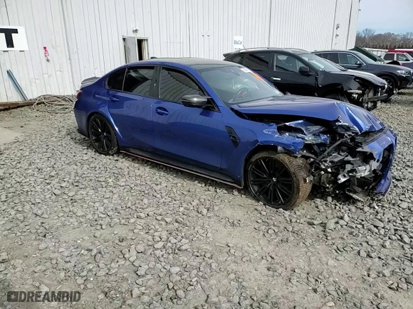 2022 BMW M3 Competition xDrive with VIN WBS43AY01NFL80708, listed as a Copart auction lot 46034615 with 0 mi miles and Salvage Title. Bid and sale history available at carsss.com. Image 13.