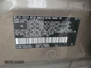 2012 Toyota RAV4 Limited с VIN 2T3DK4DVXCW080755, выставлен на аукционе Copart как лот 61860905 с пробегом 106 151 миль миль и Списание • Salvage title. История ставок и продаж доступна на DreamBid. Изображение 13.