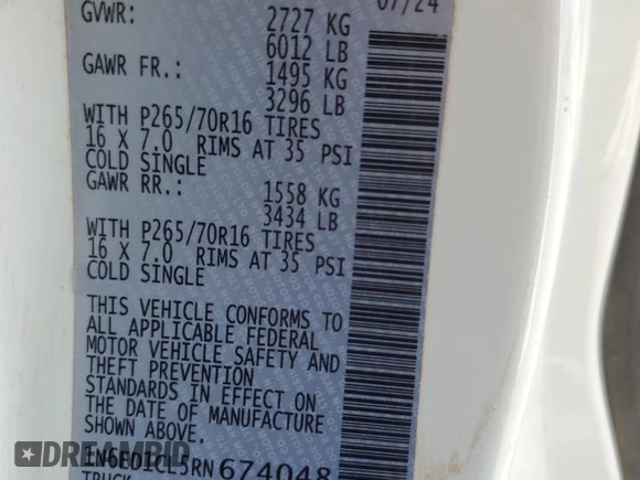 2024 Nissan Frontier S with VIN 1N6ED1CL5RN674048, listed as a Copart auction lot 49461315 with 6,052 mi miles and Salvage Title. Bid and sale history available at DreamBid. Image 12.