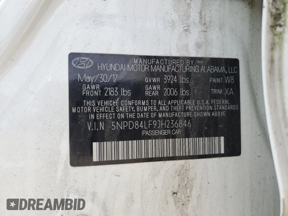 2018 Hyundai Elantra SEL with VIN 5NPD84LF9JH236846, listed as a Copart auction lot 55521955 with 86,888 mi miles and Salvage Title. Bid and sale history available at DreamBid. Image 12.
