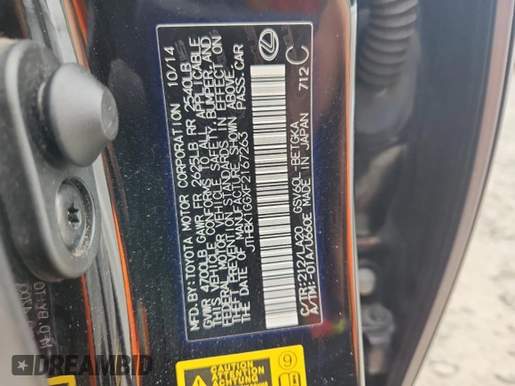 2015 Lexus ES 330 with VIN JTHBK1GGXF2167263, listed as a Copart auction lot 59369965 with 99,606 mi miles and Salvage title. Bid and sale history available at DreamBid. Image 12.