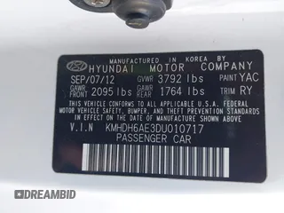 2013 Hyundai Elantra Coupe SE with VIN KMHDH6AE3DU010717, listed as a IAAI auction lot 41832406 with 232,929 mi miles. Bid and sale history available at carsss.com. Image 9.