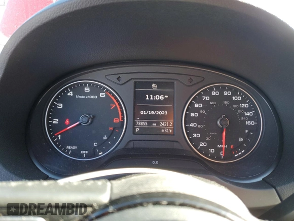 2018 Audi A3 Sedan Premium with VIN WAUAUGFF9J1039479, listed as a Copart auction lot 37332923 with 78,855 mi miles. Bid and sale history available at carsss.com. Image 9.