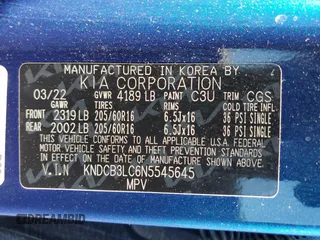 2022 Kia Niro LXS SE with VIN KNDCB3LC6N5545645, listed as a Copart auction lot 62421954 with 19,025 mi miles and Salvage Title. Bid and sale history available at carsss.com. Image 12.