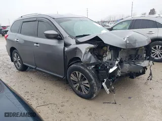 2019 Nissan Pathfinder S with VIN 5N1DR2MM7KC614895, listed as a IAAI auction lot 41034424 with 81,296 mi miles. Bid and sale history available at carsss.com. Image 1.