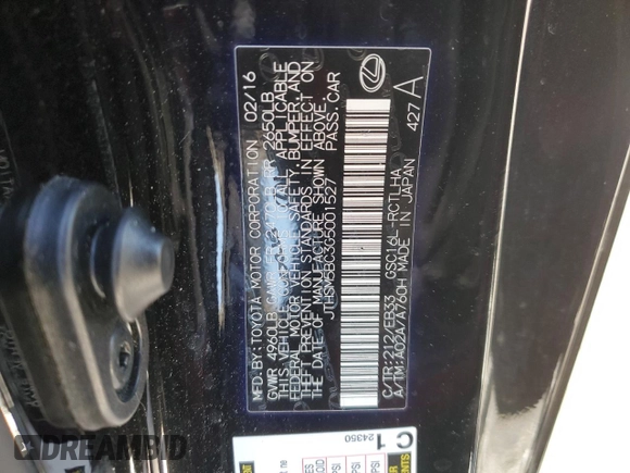 2016 Lexus RC 300 F Sport z VIN JTHSM5BC3G5001527, wystawiony jako Copart lot #84865624 z przebiegiem 56 978 mil mil oraz Szkoda całkowita • Salvage title. Historia ofert i sprzedaży dostępna na DreamBid. Obrazek 12.