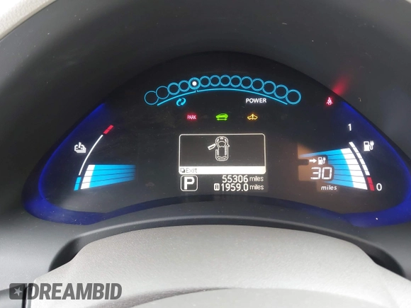 2012 Nissan LEAF SL with VIN JN1AZ0CP7CT026409, listed as a IAAI auction lot 42127666 with 55,306 mi miles and . Bid and sale history available at DreamBid. Image 7.