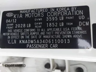2013 Kia Rio LX with VIN KNADM5A34D6110013, listed as a IAAI auction lot 41306019 with 80,501 mi miles and . Bid and sale history available at DreamBid. Image 9.