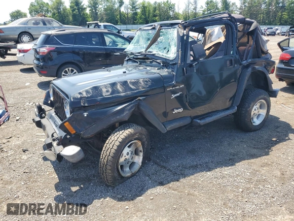 2002 Jeep Wrangler Sport with VIN 1J4FA49S02P721457, listed as a Copart auction lot 61726855 with 76,191 mi miles and Salvage title. Bid and sale history available at DreamBid. Image 1.