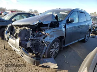 2017 Nissan Pathfinder S with VIN 5N1DR2MM2HC909265, listed as a Copart auction lot 87209874 with 132,586 mi miles and Salvage Title. Bid and sale history available at carsss.com. Image 1.