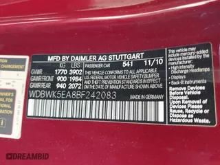2011 Mercedes-Benz SLK-Class SLK 300 with VIN WDBWK5EA8BF242083, listed as a IAAI auction lot 40501034 with 51,904 mi miles. Bid and sale history available at carsss.com. Image 9.