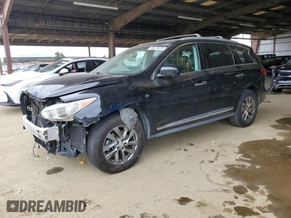 2015 Infiniti QX60 with VIN 5N1AL0MNXFC550987, listed as a Copart auction lot 54273975 with 104,577 mi miles and Salvage Title. Bid and sale history available at DreamBid. Image 1.