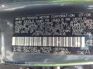 2008 Toyota Yaris с VIN JTDBT923081295408, выставлен на аукционе IAAI как лот 42489386 с пробегом 248 070 миль миль и . История ставок и продаж доступна на DreamBid. Изображение 9.