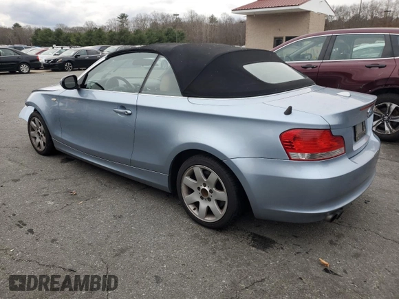 2011 BMW 1 Series 128i with VIN WBAUN1C59BVH82496, listed as a Copart auction lot 83407084 with 123,160 mi miles and Salvage Title. Bid and sale history available at carsss.com. Image 2.