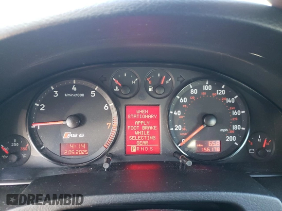 2003 Audi RS 6 with VIN WUAPV54B43N905277, listed as a Copart auction lot 43785095 with 156,178 mi miles and Salvage Title. Bid and sale history available at carsss.com. Image 9.