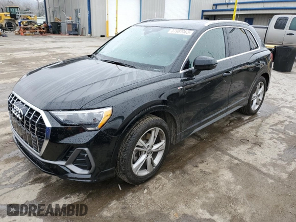 2020 Audi Q3 S line Premium with VIN WA1DECF3XL1016155, listed as a Copart auction lot 37987063 with 38,409 mi miles. Bid and sale history available at carsss.com. Image 1.
