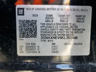 2019 Chevrolet Equinox LS with VIN 3GNAXHEV5KL383448, listed as a Copart auction lot 52693805 with 73,439 mi miles and Non Repairable. Bid and sale history available at DreamBid. Image 16.