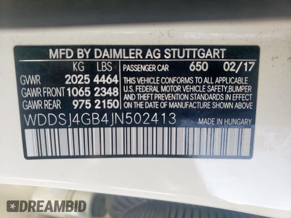 2018 Mercedes-Benz CLA 250 with VIN WDDSJ4GB4JN502413, listed as a Copart auction lot 56572235 with 85,023 mi miles and Clean title. Bid and sale history available at DreamBid. Image 12.