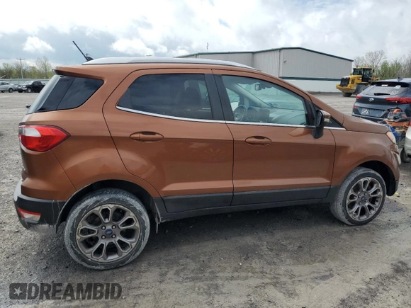 2018 Ford EcoSport Titanium z VIN MAJ6P1WL8JC202412, wystawiony jako Copart lot #55558265 z przebiegiem 122 137 mil mil oraz Szkoda całkowita • Salvage title. Historia ofert i sprzedaży dostępna na DreamBid. Obrazek 3.