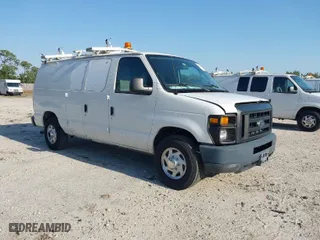 2012 Ford Econoline Cargo Van Commercial with VIN 1FTNE2EL8CDB10474, listed as a IAAI auction lot 41992575 with 118,669 mi miles. Bid and sale history available at carsss.com. Image 1.