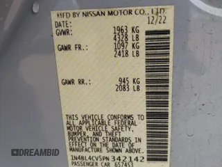 2023 Nissan Altima 2.5 SR with VIN 1N4BL4CV5PN342142, listed as a Copart auction lot 47291335 with 32,249 mi miles and Salvage Title. Bid and sale history available at carsss.com. Image 14.