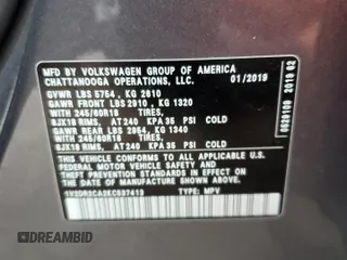 2019 Volkswagen Atlas SE with VIN 1V2DR2CA2KC537413, listed as a Copart auction lot 55360555 with 81,797 mi miles and Salvage title. Bid and sale history available at DreamBid. Image 14.